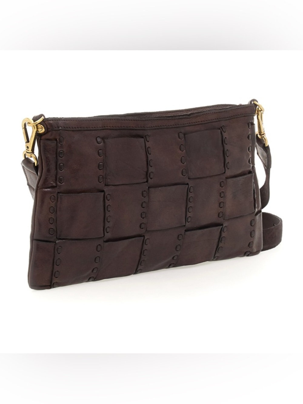 Campomaggi Crossbody bag "Edera" in dark brown woven leather